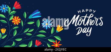 happy mother's day horizontal banner illustration vector Stock Vector