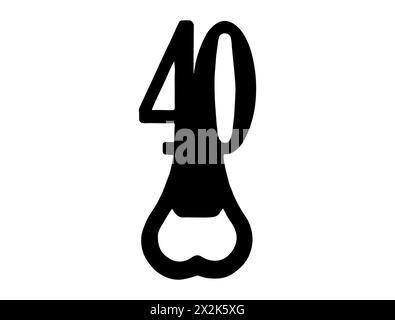 40 birthday bottle opener silhouette vector art Stock Vector