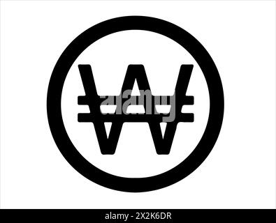 Korean won currency sign silhouette Stock Vector