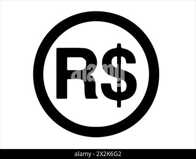 Brazil real currency sign silhouette Stock Vector