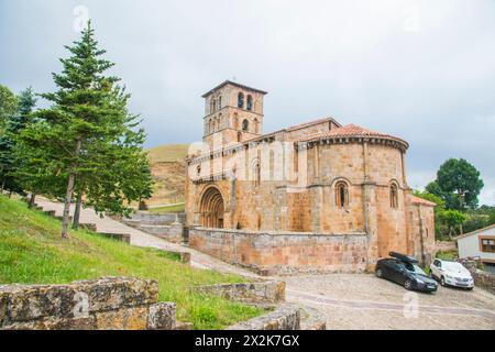 Romanesque collegiate church. Cervatos, Cantabria, Spain. Stock Photo