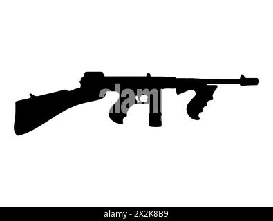 Thompson M1921 submachine gun silhouette Stock Vector