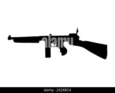 Thompson M1921 submachine gun silhouette Stock Vector