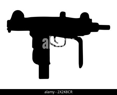 Uzi submachine gun silhouette vector art Stock Vector