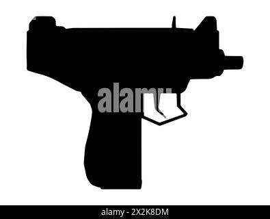 Uzi submachine gun silhouette vector art Stock Vector