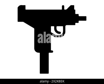 Uzi submachine gun silhouette vector art Stock Vector