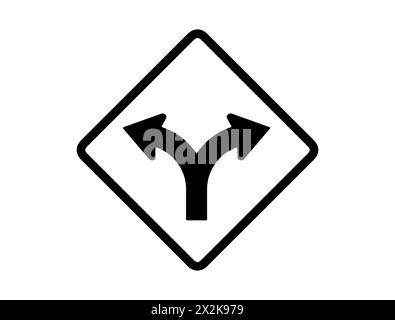 Fork road sign silhouette vector art Stock Vector