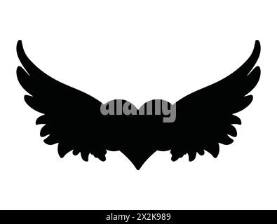Heart wings silhouette vector art Stock Vector