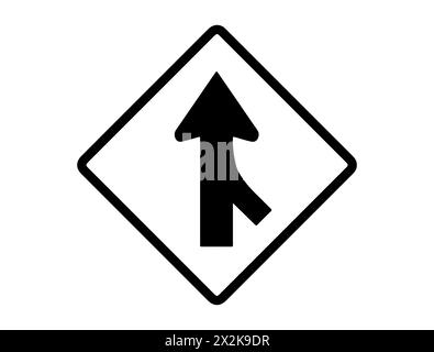Merging road sign silhouette vector art Stock Vector
