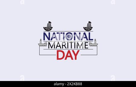 A wave of Inspiration Creative Text Illustration for National Maritime Day Stock Vector