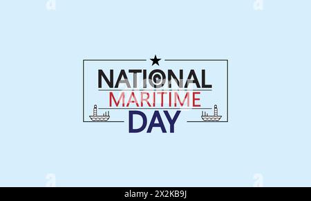 A wave of Inspiration Creative Text Illustration for National Maritime Day Stock Vector