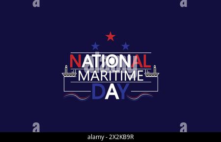 A wave of Inspiration Creative Text Illustration for National Maritime Day Stock Vector