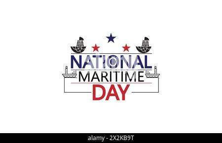A wave of Inspiration Creative Text Illustration for National Maritime Day Stock Vector