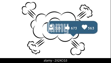 Image of numbers and cloud icons over white background Stock Photo