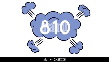 Image of numbers and cloud icons over white background Stock Photo