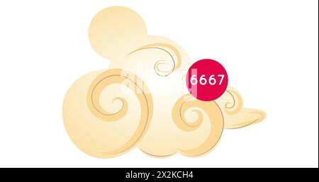 Image of numbers and cloud icons over white background Stock Photo