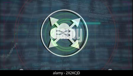 Image of data processing over blue background Stock Photo
