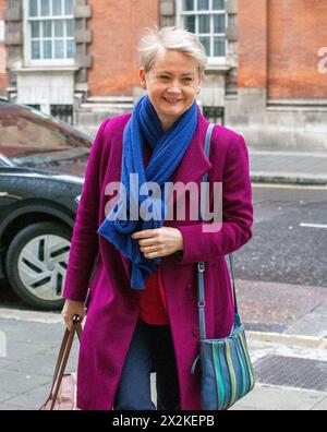 London, England, UK. 23rd Apr, 2024. Shadow Home Secretary YVETTE COOPER is seen in Westminster during morning media round. (Credit Image: © Tayfun Salci/ZUMA Press Wire) EDITORIAL USAGE ONLY! Not for Commercial USAGE! Credit: ZUMA Press, Inc./Alamy Live News Stock Photo