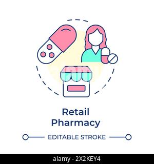 Retail pharmacy multi color concept icon Stock Vector