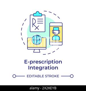 E-prescription integration multi color concept icon Stock Vector