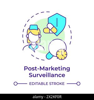 Post-marketing surveillance multi color concept icon Stock Vector