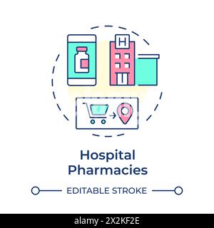 Hospital pharmacies multi color concept icon Stock Vector