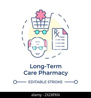 Long-term care pharmacy multi color concept icon Stock Vector