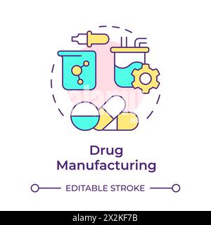 Drug manufacturing multi color concept icon Stock Vector