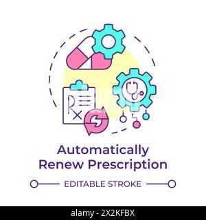 Automatically renew prescription multi color concept icon Stock Vector