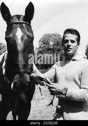 Schockemoehle, Alwin, * 29.5.1937, German jump jockey, with his horse Amati, ADDITIONAL-RIGHTS-CLEARANCE-INFO-NOT-AVAILABLE Stock Photo