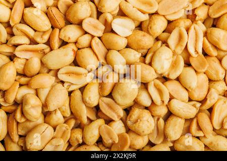 Detailed view of a diverse assortment of nuts piled together. Top view. Stock Photo