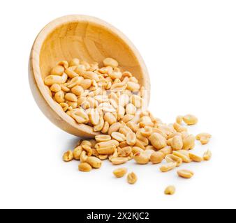 Salted roasted peanuts in bowl isolated on a white background. Stock Photo