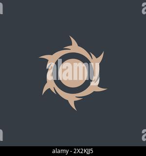 Thorns circle crown of thorns logo design. Icon vector illustration isolated on dark background Stock Vector
