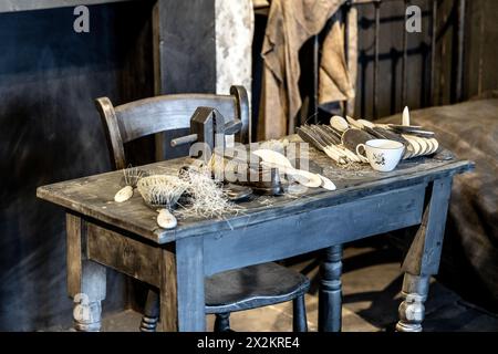 'Forgotten Tale' immersive installation by artist Clarisse d’Arcimoles, recreating a photograph of a Spitalfields home in 1902, Ragged School Museum, Stock Photo