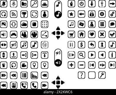 Interface 2d game. Buttons for the program. Stock Vector