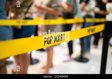 Bangkok, Thailand - April 21, 2024 : Pop Mart is an art toy store selling designer toy in a blind box format. Stock Photo