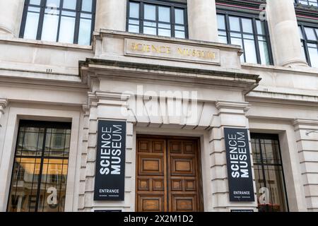 London. UK- 04.18.2024. The facade, entrance and name sign of the Science Museum in South Kensington. Stock Photo