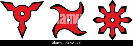Martial arts weapons: ninja stars icon Stock Vector