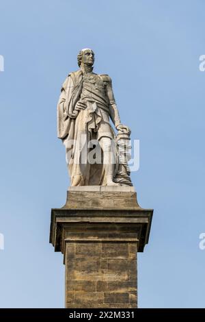 Collingwood Monument in Tynemouth, North Tyneside, UK, completed in 1845, a statue of  Admiral Lord Collingwood, known for fighting at Trafalgar Stock Photo