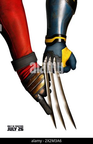 Deadpool & Wolverine (2024) directed by Shawn Levy and starring Ryan Reynolds, Hugh Jackman and Morena Baccarin. Will the irresponsible hero Deadpool change the history of the Marvel Cinematic Universe with Wolverine!? US teaser poster ***EDITORIAL USE ONLY***. Credit: BFA / Walt Disney Studios Stock Photo