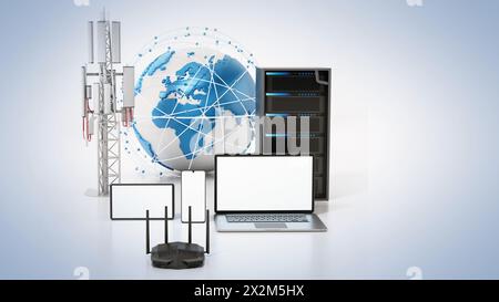 Global network concept. 3D illustration. Stock Photo