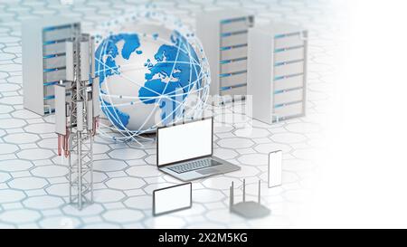 Global network concept. 3D illustration. Stock Photo