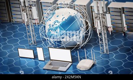 Global network concept. 3D illustration. Stock Photo