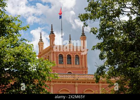 Asuncion, Paraguay. 14th Jan, 2024. The grand pink Palacio Lopez is the seat of government in Asuncion, Paraguay, South America. Stock Photo
