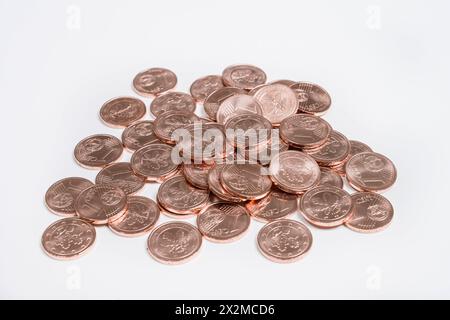 1-Cent-Münzen, Kleingeld, Kupfergeld *** 1 cent coins, small change, copper money Stock Photo