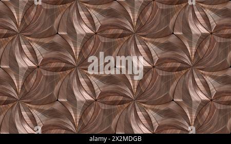 Seamless geometric wooden pattern with a 3D illusion effect, displaying an abstract texture suitable for backgrounds or wallpaper Stock Photo