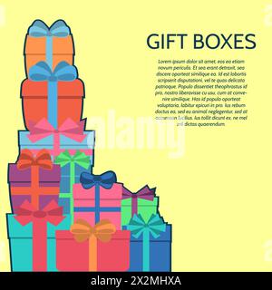 Background with a colorful gift boxes. Vector illustration. Stock Vector