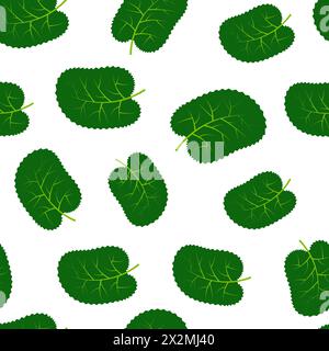 Seamless pattern with green summer leaves. Vector illustration. Stock Vector