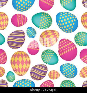 Seamless pattern with colorful Easter eggs. Vector illustration Stock Vector