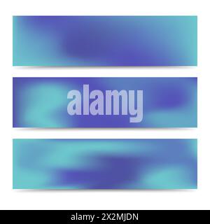 Smooth abstract blurred gradient blue banners set. Abstract Creative multicolored background. Vector illustration Stock Vector